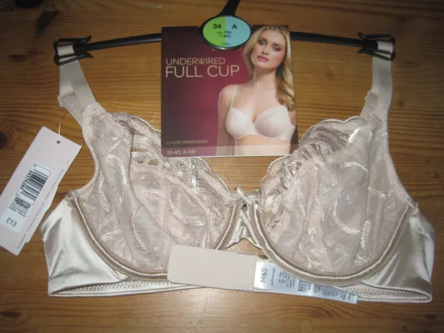 M&S NON PADDED FIRM CONTROL UNDERWIRE SMOOTH CUP BRA SIZE 34DD
