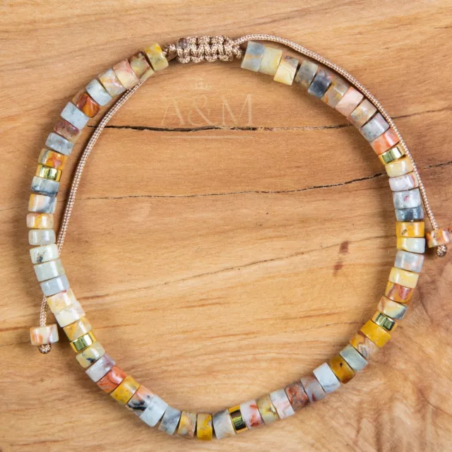 Crazy Agate beaded Bracelet Minimalist Boho Bracelet Small Wrist Size Dainty UK