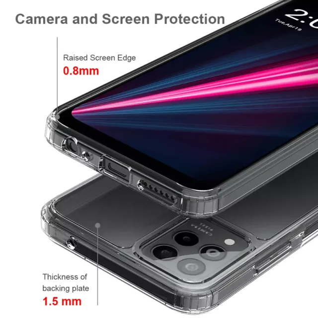 For T-Mobile Revvl 6 6x Pro 5g V+ Plus ShockProof TPU Phone Case+Glass-SKL 3