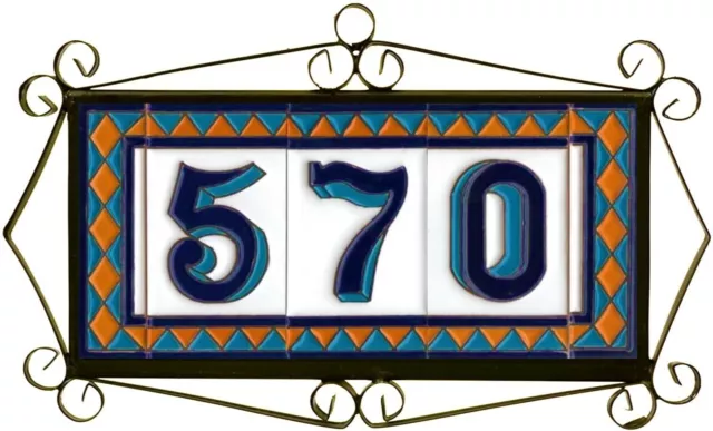 Authentic 11 x 6 cm Handmade Diamond Spanish Ceramic Number and Letter Tiles 2