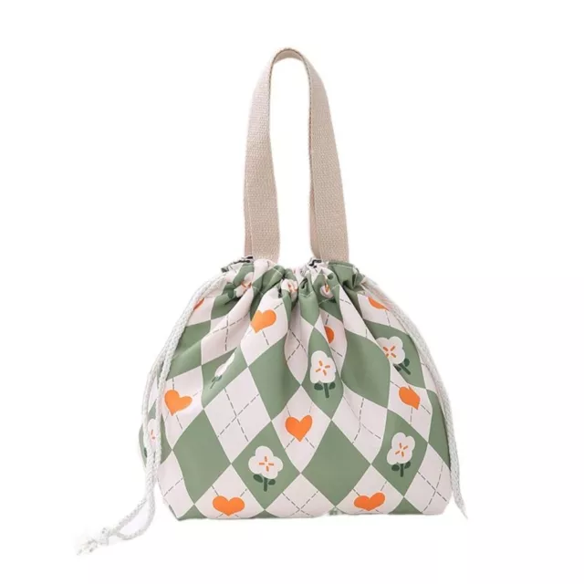 Print Drawstring Bag Handheld Print Canvas Handbag Canvas Bucket Bag  Outdoor