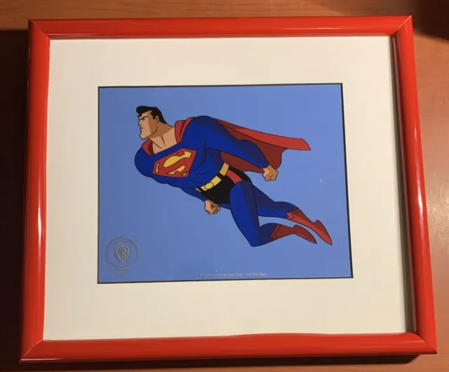 Superman Animated Cartoon Warner Bros Sericel Promotional 1996 w/ COA NEW Framed