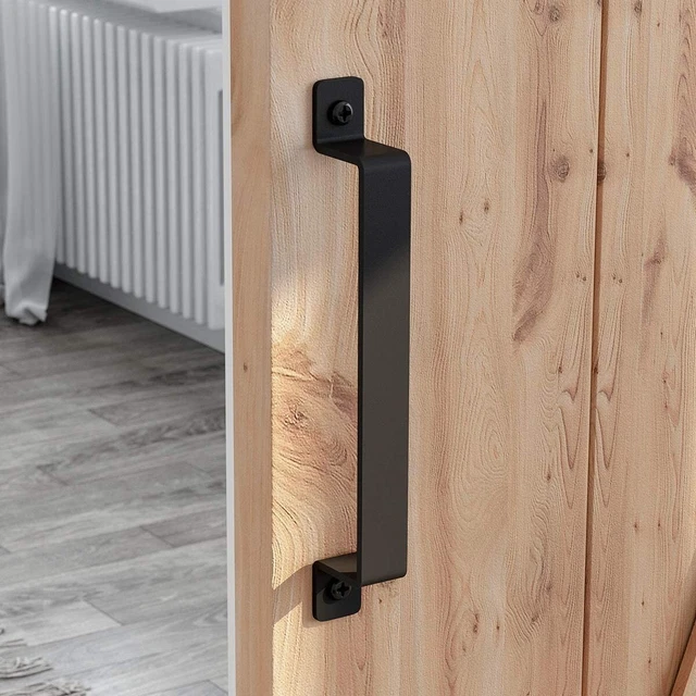 SMARTSTANDARD 12 Inch Barn Door Handle Rustic Black Long Solid Metal Pull