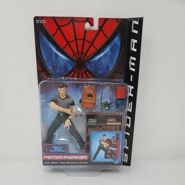 SpiderMan Movie ToyBiz Action Figure Peter Parker Water Web Shooting 2002 4371