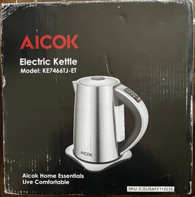 Aicok 1.75L Electric Kettle KE7466TJ-ET Brushed Steel Tea Coffee Temp  Select M13