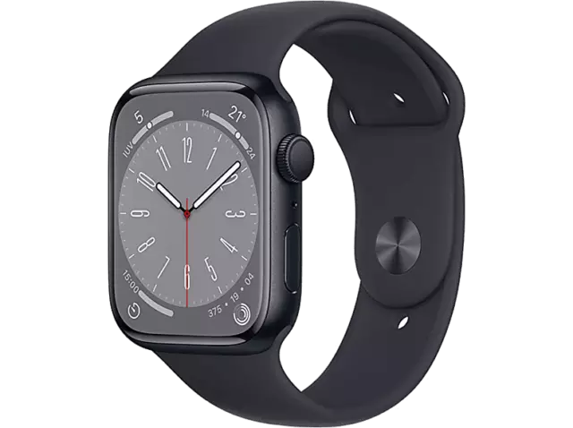 APPLE Watch Series 8 (2022), GPS, 45 mm, Caja de aluminio, Vidrio delantero Ion-