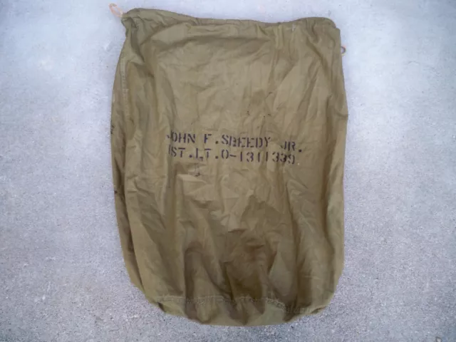 Vtg Vietnam War U.S. ARMY BARRACK Laundry Duffle Bag Olive Drab Stenciling