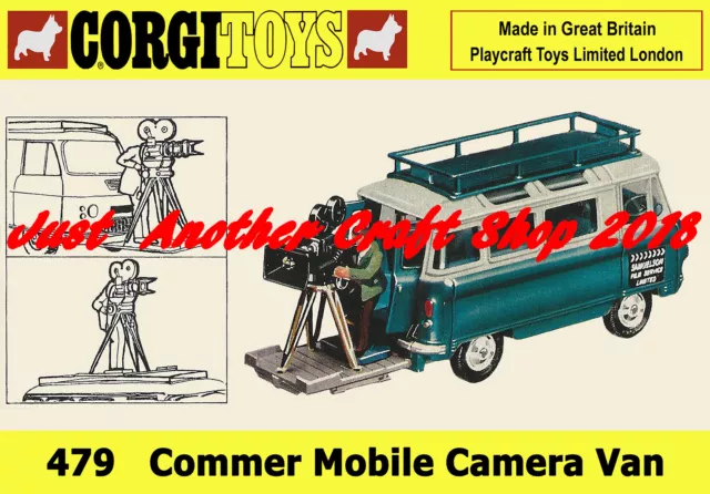 Corgi Toys 479 Commer Mobile Camera Van Poster A4 Size Shop Display Sign Leaflet