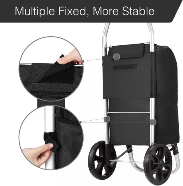 Waterproof Shopping Cart Trolley Foldable Aluminium Grocery Bag Black 3