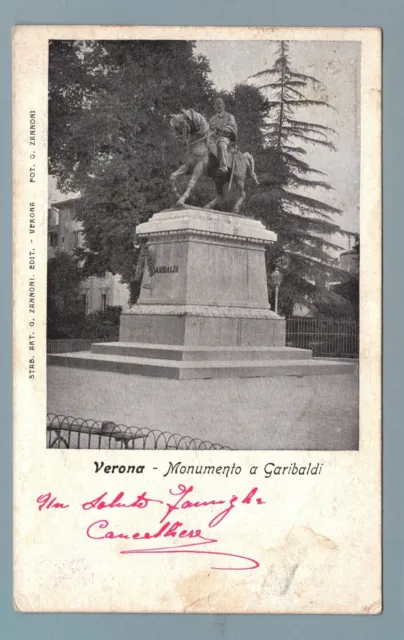 CR2252 Cart.Regionale: Verona - Monumento a Garibaldi - Viagg.1902
