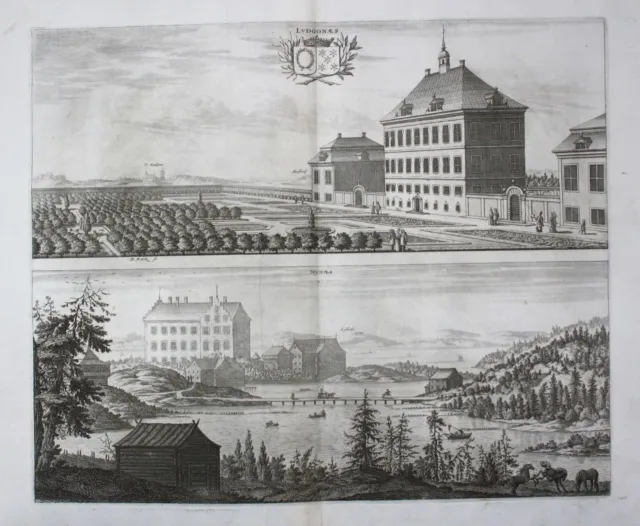 1710 - Trollesund Nynäs Nyköping Södermanland  Kupferstich Dahlberg engraving