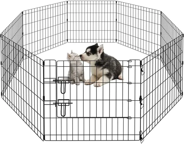 Dog Pen Pet Playpen Dog Fence Indoor Foldable Metal Wire Exercise Puppy Play Yar