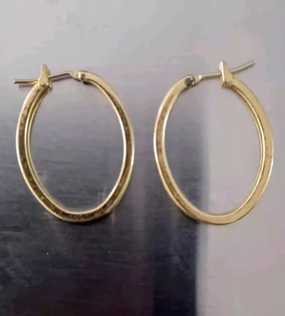 10KT SOLID YELLOW Gold Polished Oval Hoop Earrings. Weight-2.84grams ...