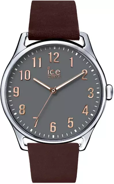 Montre Hommes Ice-Watch Ice Time Design Marron Pierre Unisexe Bracelet en Cuir