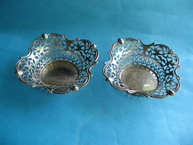 Vintage Pair Of English Sterling Silver Baskets Birmingham Steinhart & Co