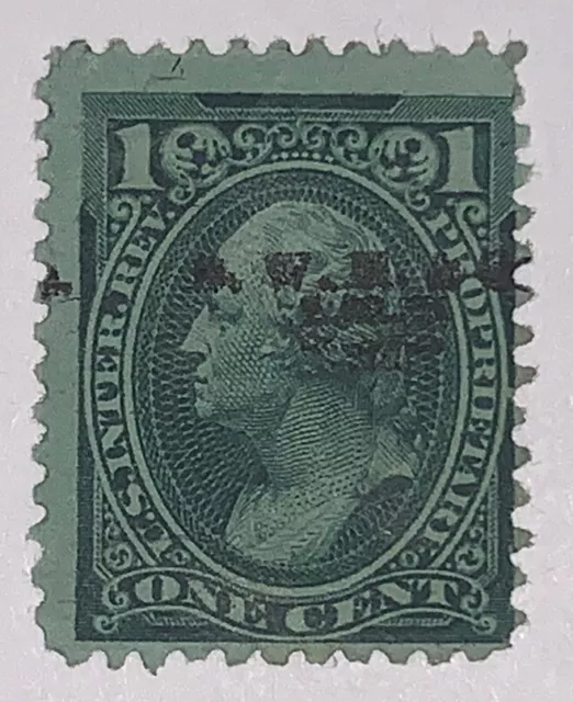 Travelstamps:1871-1874 US STAMPS SCOTT #Rb11a PROPRIETARY REVENUE 1CENT USED NG