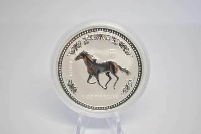 2002 Australia silver lunar year of the Horse 1 oz  GEM/BU