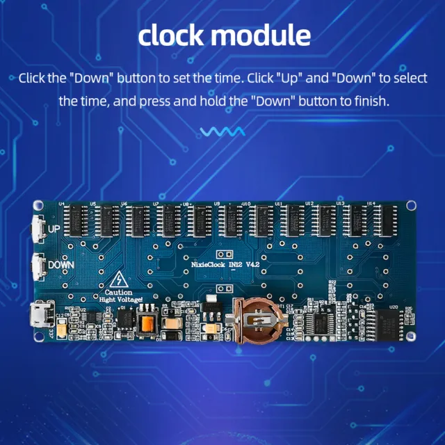 5V Micro USB IN12 IN-12 PCBA Electronic Tube Glow Tube Clock Module Sleep Mode