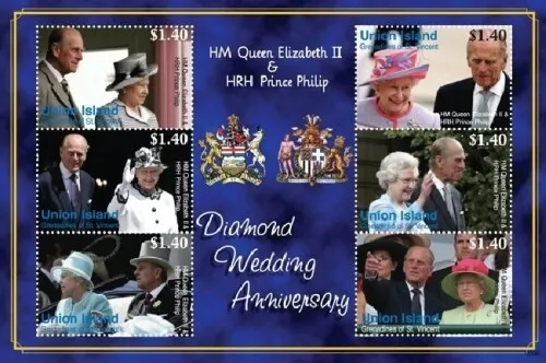 Union Island 2007 - Queen Elizabeth II Diamond Anniversary Sheet of 6 stamps MNH