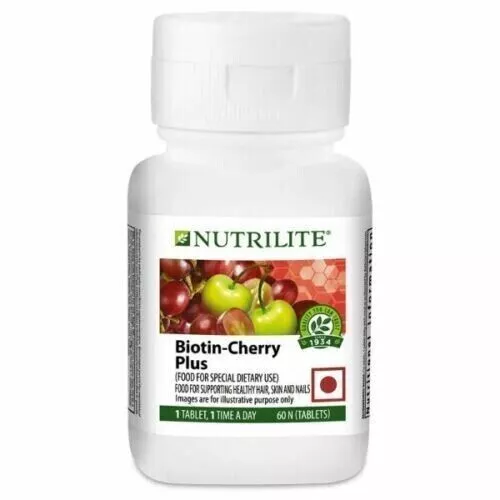 Amway NUTRILITE Biotin Cherry Plus para la salud del cabello y la piel 60...