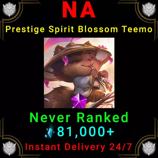 NA LoL Acc League of Legends Account Prestige Spirit Blossom Teemo Skin 80k+ BE
