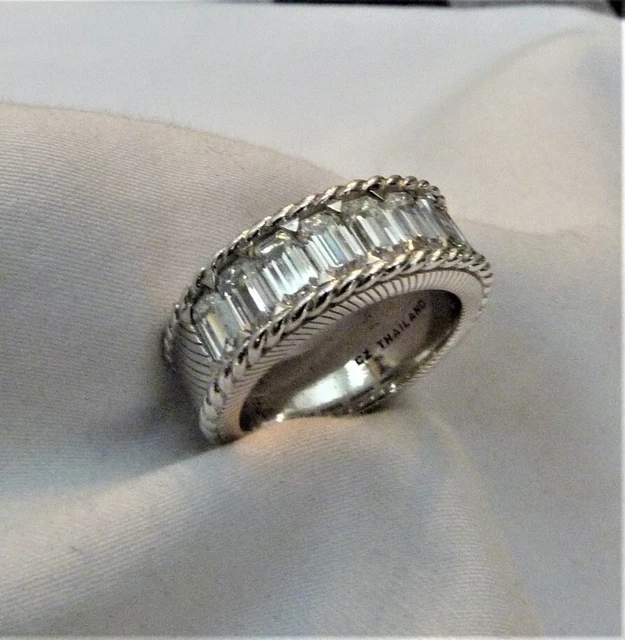 Judith Ripka Sterling Silver 2.6 Cttw Diamonique Cz Classic Rope Cable Ring Sz 6