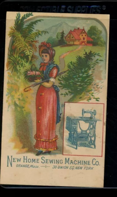 New Home Sewing Machine Trade Card, Orange MA, Union Square, NY