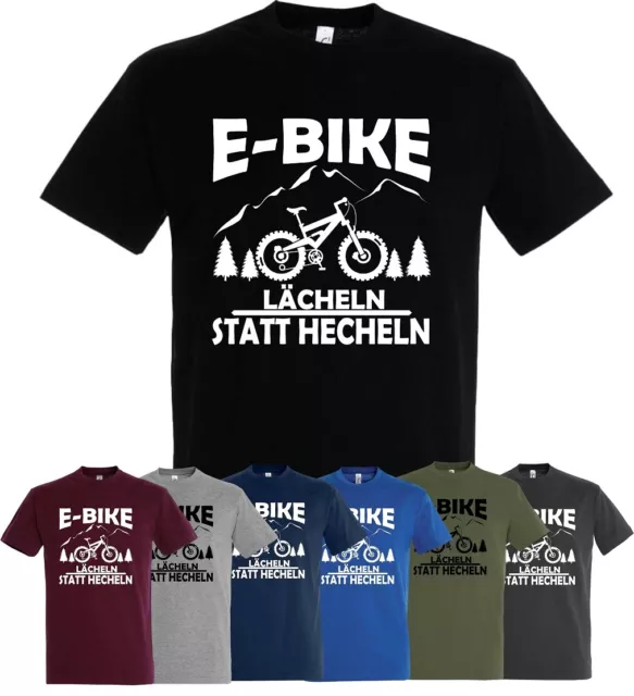 LÄCHELN STATT HECHELN  T-Shirt E-Bike Radfahrer Elektrofahrrad