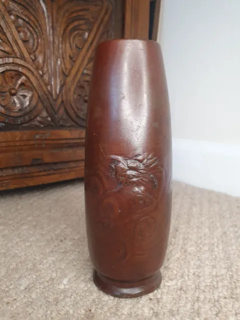 Antique Japanese Bronze Vase with Dragon