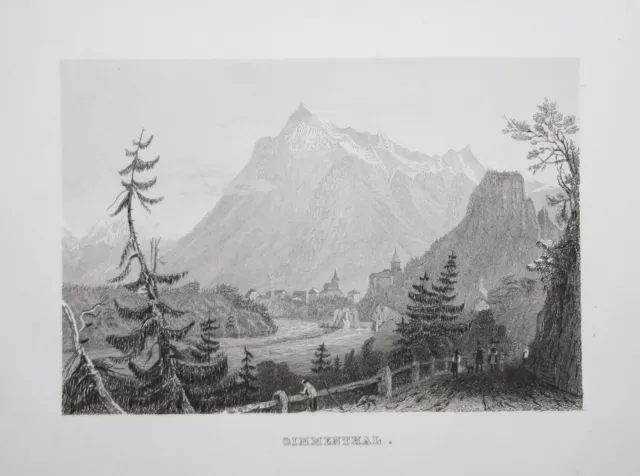 1840 Simmenthal Berner Oberland Bern Switzerland Suisse Ansicht view Stahlstich