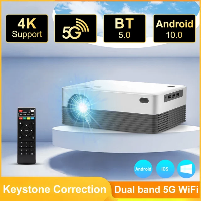 2023 Smart Bluetooth Projector 4K 5G Android TV WiFi Home Theater HDMI USB AUX