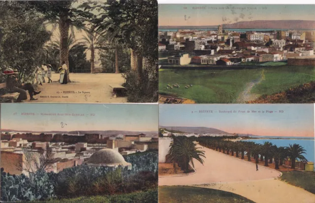 Lot de 4 cartes postales anciennes postcards TUNISIE TUNISIA BIZERTE 5