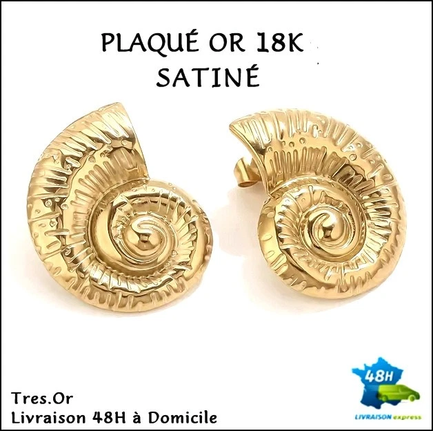 Boucles D'Oreilles Coquillages & Cristal - Plaqué Or, Dormeuses, Livraison Rapide