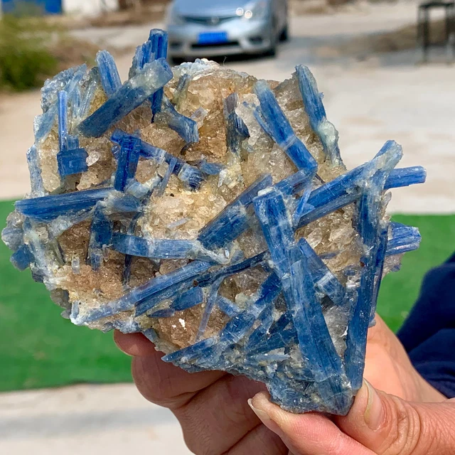432G Rare!! Natural beautiful Blue KYANITE with Quartz Crystal Specimen