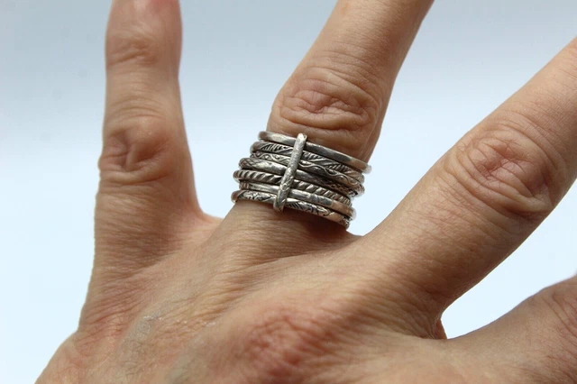 Bague ouverte Millenia, Taille octogonale, Bleue, Métal rhodié