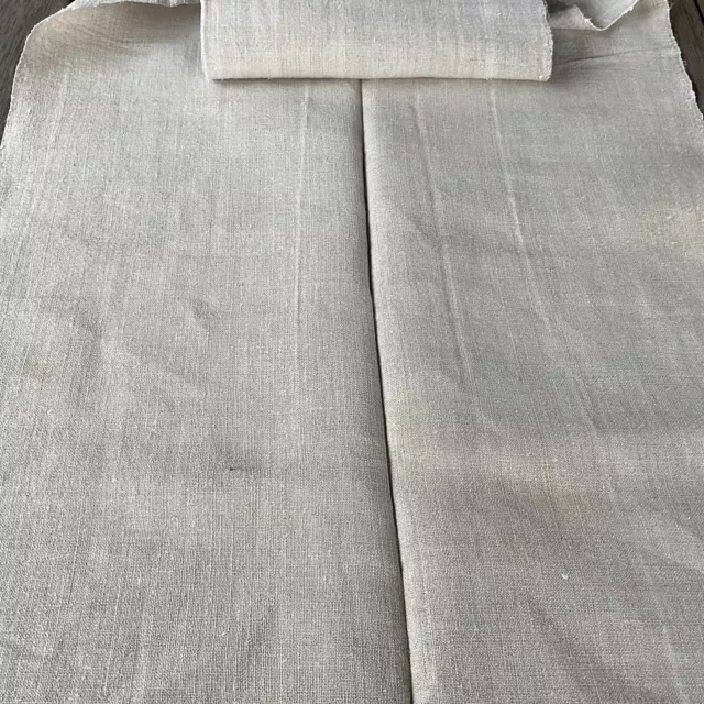 Handwoven Linen Fabric Antique European Homespun Textile Primitive Roll 2 yd
