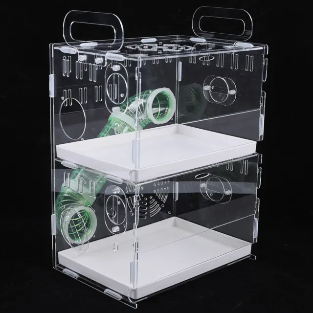 2 Tiers Transparent Guinea Pig Hamster Cage Double-Layer Pet House