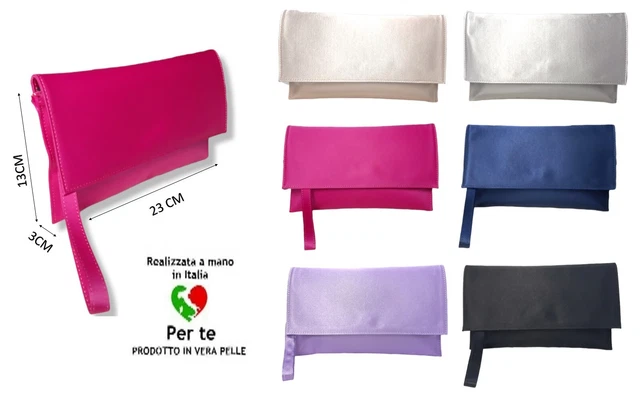 borsa donna borsetta pochette elegante raso con polsino e tracolla made in Italy