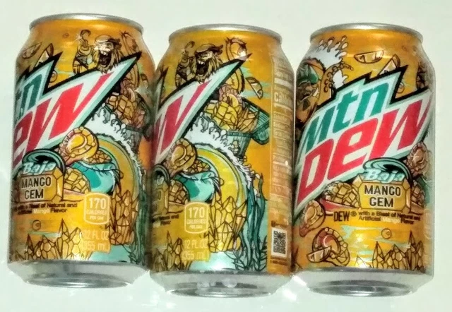 🎁😎  2022 Baja Blast Mango Gem 🔥🚙 3 Full Cans Mtn Dew  Mountain Dew