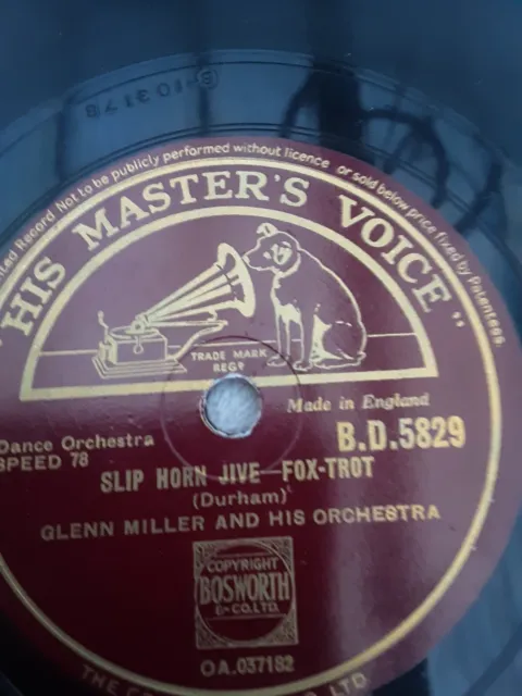GLENN MILLER TAKE THE A TRAIN / SLIP HORN JIVE 78 rpm HMV B.D. 5829 NICE COPY