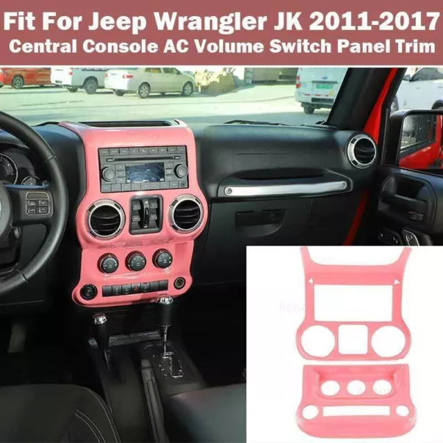 For Jeep Wrangler JK 2011-2017 Pink Central Console AC Volume Switch Panel Trim