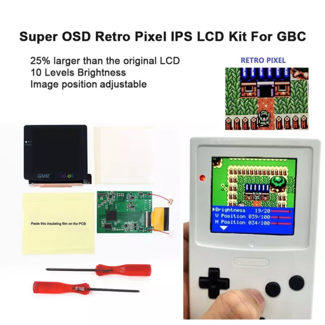 V5 Laminated OSD Menu Retro Pixel IPS LCD Kit Backlight For GBC W/Case