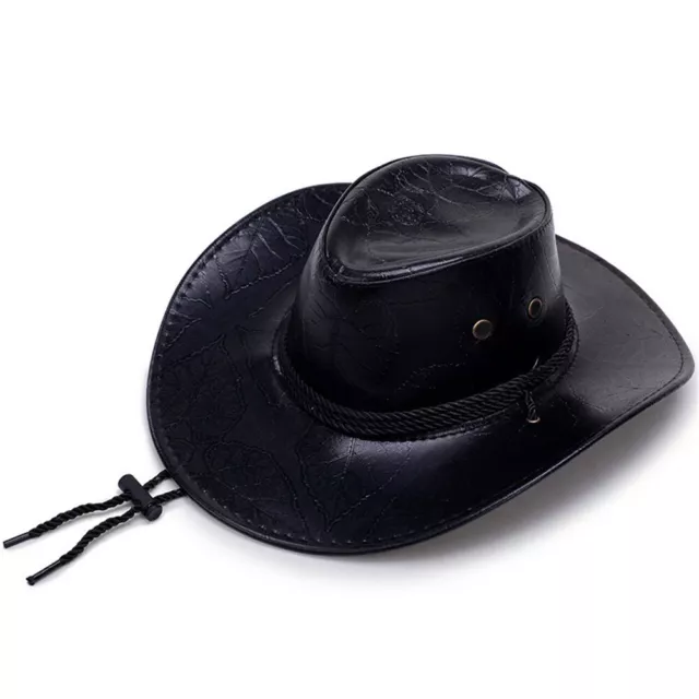 Herren-Cowboy-Westernhut aus Leder, Vintage-Western-Cowboyhut mit verstellbarem