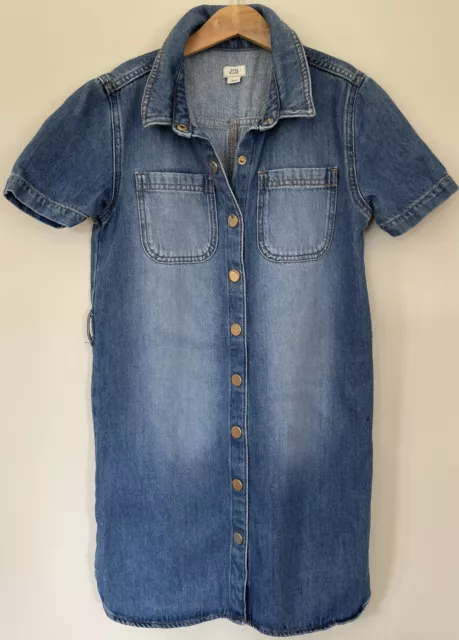 Girls River Island denim jean shirt dress age 9 years blue