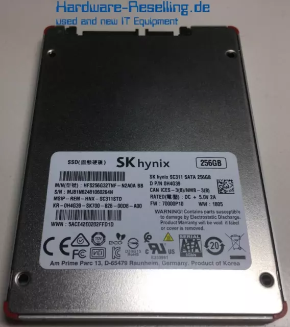 Sk Hynix Dell SC311 256GB SC300B SSD SATA 2,5 " 6Gbps HFS256G32TNF-N2A0A 0H4G39