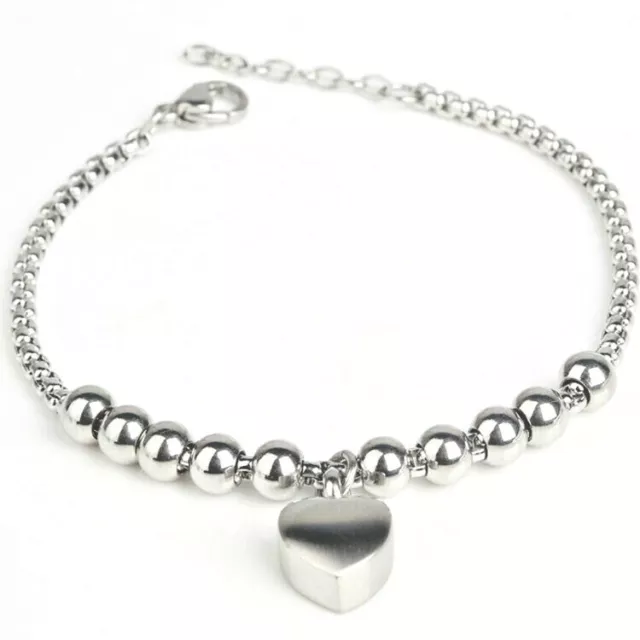 Cremation Ashes Jewellery Keepsake Bracelet Urn "Heart Beads" ENGRAVABLE*