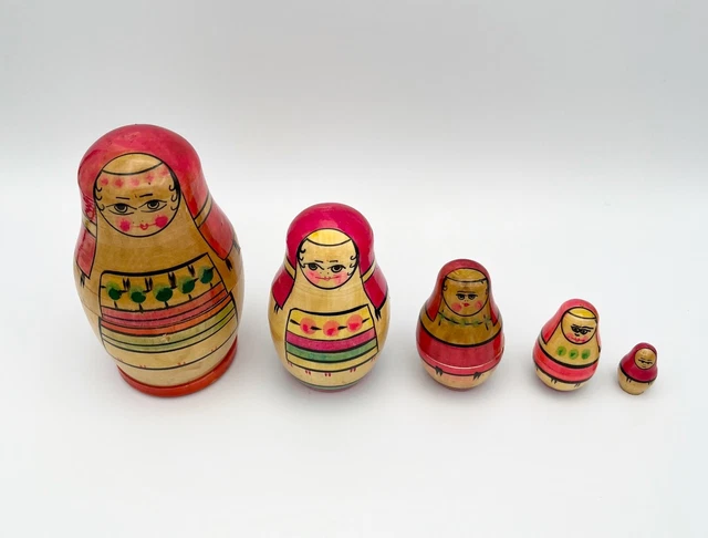Vintage Matroschka 5er Set Russische Holzpuppen Babuschka UDSSR Puppen RAR #506 6