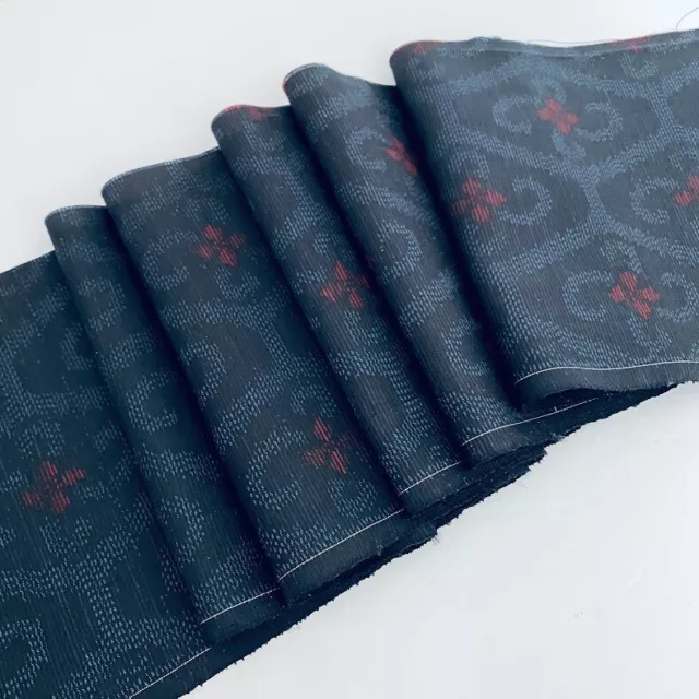 Poem #C 7x61 LONG Indigo Mud Dyed Vintage Oshima Tsumugi Silk Kimono Fabric OS3