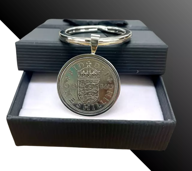 1964 60th Birthday Gift Shilling English or Scottish Luxury Coin Keyring