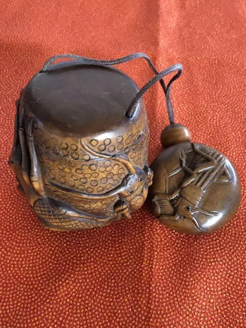 Inro Makie Netsuke Ojime Japanese Antique Vintage Box Case Samurai Busho